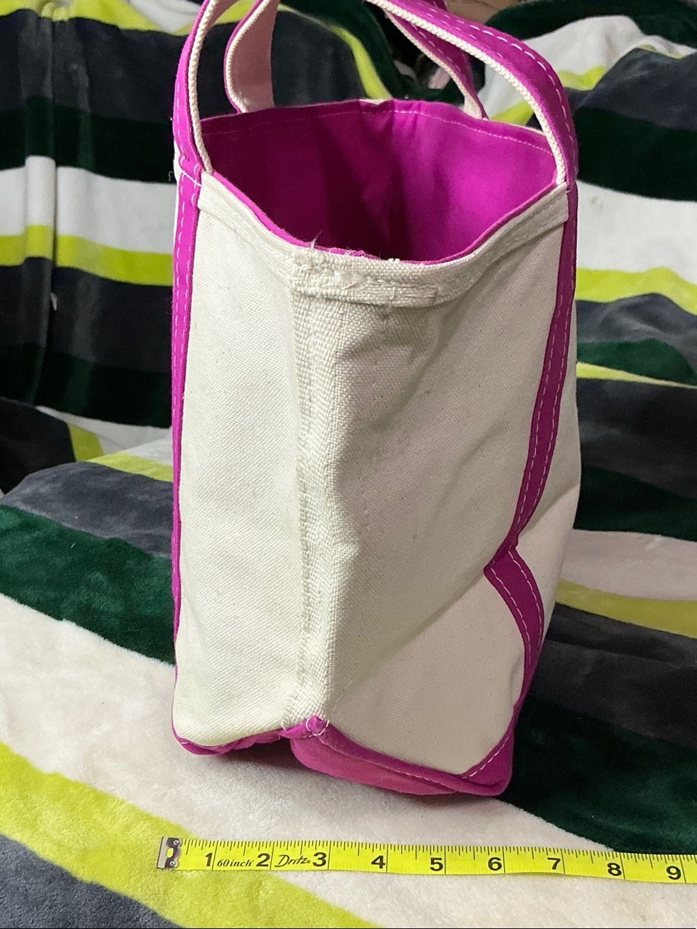 L.L. Bean Canvas Tote with Pink Trim - Picture 4 of 12
